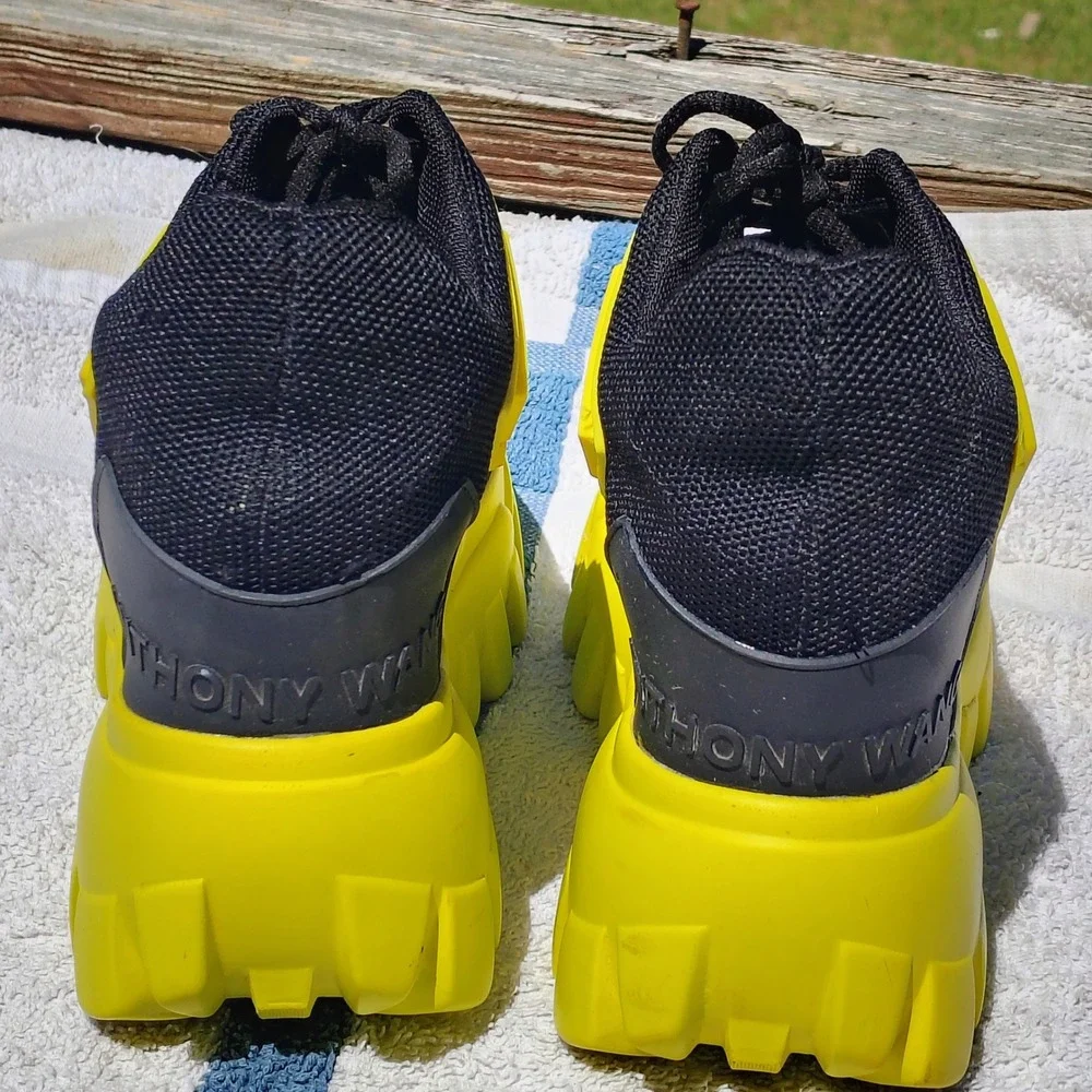 Anthony Wang Damson-07 Platform Sneakers Black Yellow Chunky Rave Cyberpunk Sz 6